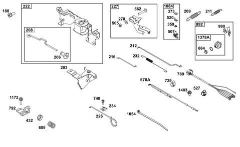 Controls Group Diagram and Parts List for 305447-0605-G1 200000 - 399999 Briggs and Stratton Engine